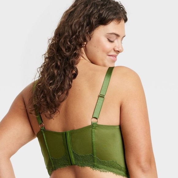 Women's Lace Lingerie Corset - Auden Light Forest Green - Picture 2 of 4